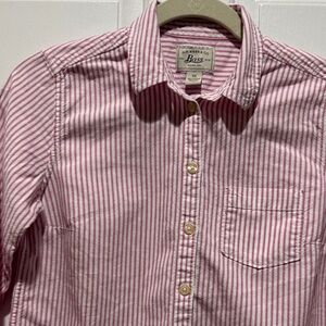 Bass Women's Pink and White Striped Button-Down Shirt